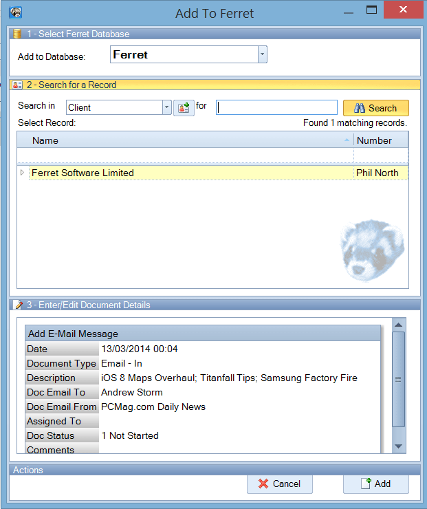 How emails are filed and auto indexed