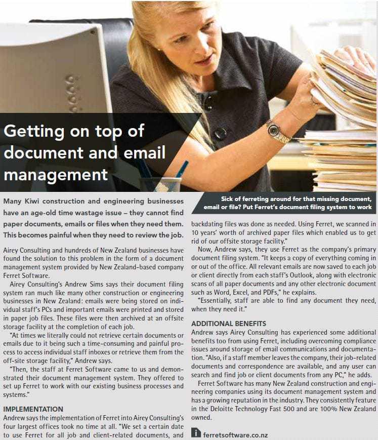 NZ Construction News Magazine Features Ferret
